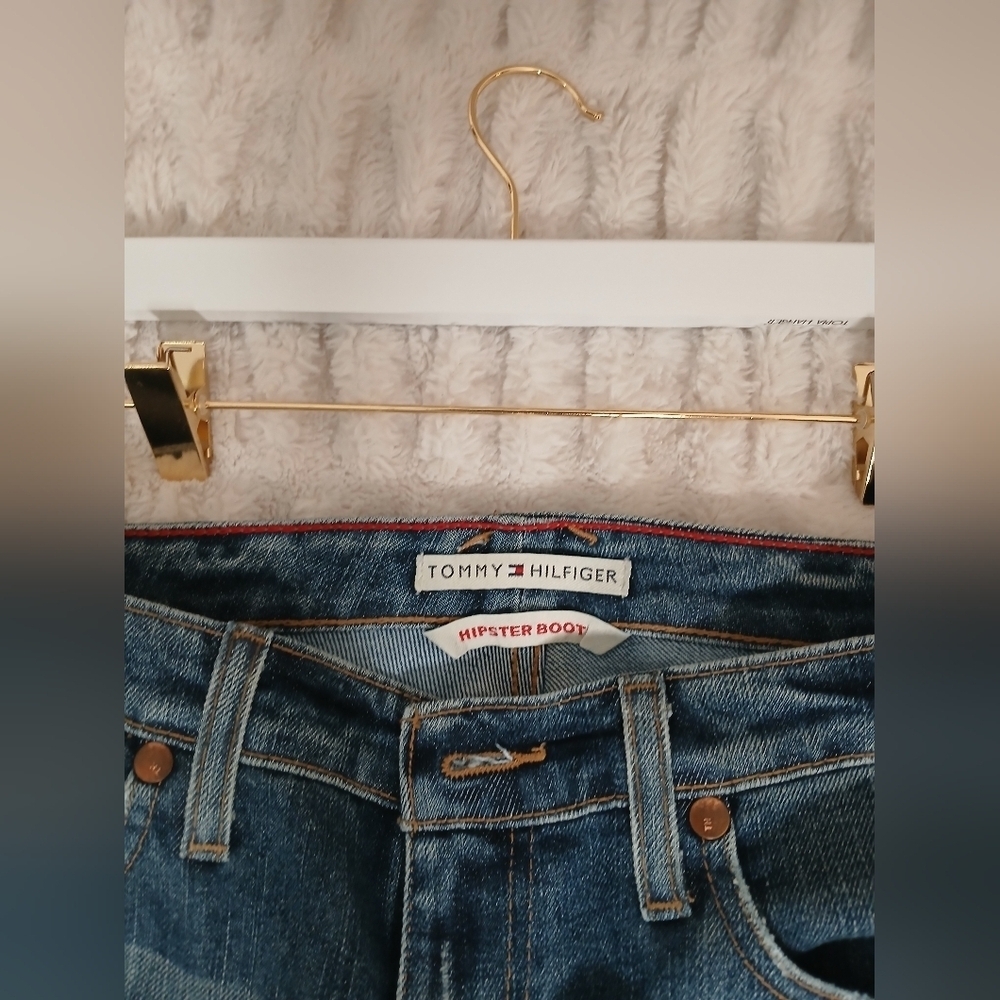 Tommy Hilfiger Blue Flare Wide Leg Jeans - Picture 2 of 10